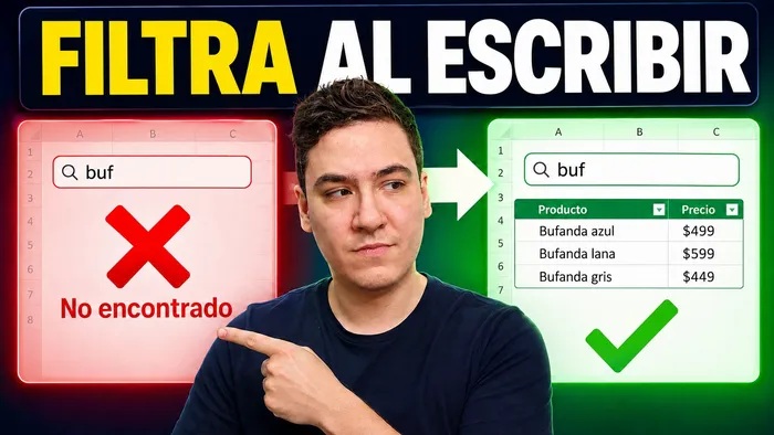 Cómo crear un buscador en Excel en tiempo real con FILTRAR, HALLAR y ESNUMERO